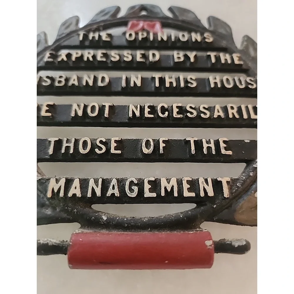 Vintage Metal Novelty Trivet/Sign Household Humor 50s Family